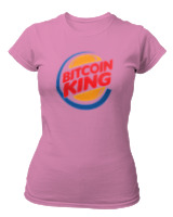 T-Shirt Στενή Γραμμή Γυναικείο - Bitcoin King - Color Thumbnail Ροζ