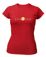 T-Shirt Στενή Γραμμή Γυναικείο - Bitcoin Sign - Color Thumbnail Κόκκινο