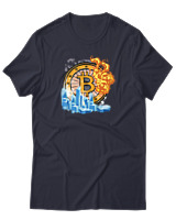T-Shirt Αντρικό - Bitcoins Fire - Color Thumbnail Σκούρο Μπλε