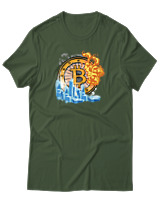 T-Shirt Αντρικό - Bitcoins Fire - Color Thumbnail Κυπαρισσί