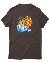 T-Shirt Αντρικό - Bitcoins Fire - Color Thumbnail Καφέ