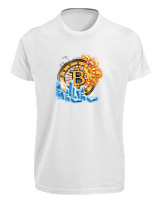 T-Shirt Fit Αντρικό - Bitcoins Fire - Color Thumbnail 'Ασπρο
