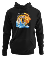 Φούτερ με κουκούλα Γυναικείο - Bitcoins Fire - Color Thumbnail Μαύρο