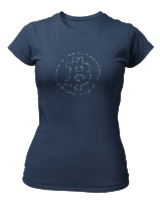 T-Shirt Στενή Γραμμή Γυναικείο - Bitcoins Stars - Color Thumbnail Σκούρο Μπλε