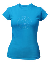T-Shirt Στενή Γραμμή Γυναικείο - Bitcoins Stars - Color Thumbnail Τιρκουάζ