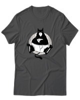 T-Shirt Αντρικό - Black Cat Pizza - Color Thumbnail Ανθρακί
