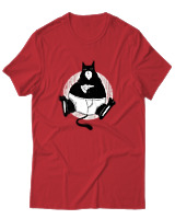 T-Shirt Αντρικό - Black Cat Pizza - Color Thumbnail Κόκκινο