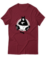 T-Shirt Αντρικό - Black Cat Pizza - Color Thumbnail Σκούρο Κόκκινο