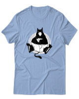 T-Shirt Αντρικό - Black Cat Pizza - Color Thumbnail Γαλάζιο