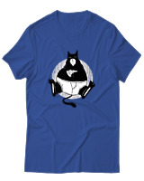 T-Shirt Αντρικό - Black Cat Pizza - Color Thumbnail Μπλε Ρουά