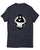 T-Shirt Αντρικό - Black Cat Pizza - Color Thumbnail Σκούρο Μπλε