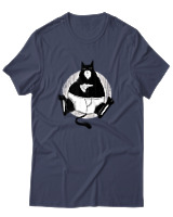 T-Shirt Αντρικό - Black Cat Pizza - Color Thumbnail Μπλε Γκρι