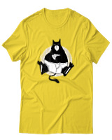 T-Shirt Αντρικό - Black Cat Pizza - Color Thumbnail Χρυσό Κίτρινο
