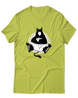T-Shirt Αντρικό - Black Cat Pizza - Color Thumbnail Λαχανί