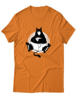 T-Shirt Αντρικό - Black Cat Pizza - Color Thumbnail Πορτοκαλί