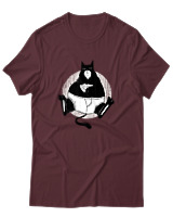 T-Shirt Αντρικό - Black Cat Pizza - Color Thumbnail Μπορντό