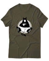T-Shirt Αντρικό - Black Cat Pizza - Color Thumbnail Χακί