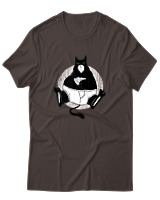 T-Shirt Αντρικό - Black Cat Pizza - Color Thumbnail Καφέ