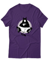 T-Shirt Αντρικό - Black Cat Pizza - Color Thumbnail Σκούρο Μωβ