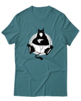 T-Shirt Αντρικό - Black Cat Pizza - Color Thumbnail Μπλε Πράσινο