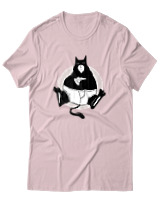 T-Shirt Αντρικό - Black Cat Pizza - Color Thumbnail Απαλό Ροζ