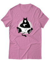 T-Shirt Αντρικό - Black Cat Pizza - Color Thumbnail Ροζ