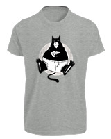 T-Shirt Fit Αντρικό - Black Cat Pizza - Color Thumbnail Γκρι Μελανζέ