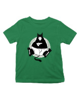 T-Shirt  Παιδικό - Black Cat Pizza - Color Thumbnail Πράσινο