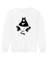 Φούτερ χωρίς κουκούλα Γυναικείο - Black Cat Pizza - Color Thumbnail 'Ασπρο