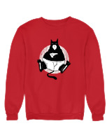 Φούτερ χωρίς κουκούλα Γυναικείο - Black Cat Pizza - Color Thumbnail Κόκκινο