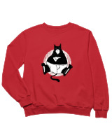 Φούτερ χωρίς κουκούλα Παιδικό - Black Cat Pizza - Color Thumbnail Κόκκινο