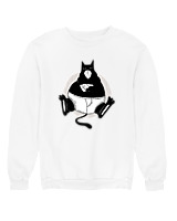 Φούτερ χωρίς κουκούλα Αντρικό - Black Cat Pizza - Color Thumbnail 'Ασπρο