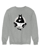 Φούτερ χωρίς κουκούλα Αντρικό - Black Cat Pizza - Color Thumbnail Γκρι Μελανζέ