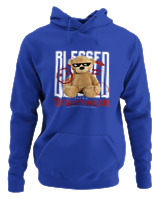 Φούτερ με κουκούλα Αντρικό - Blessed - Color Thumbnail Μπλε Ρουά