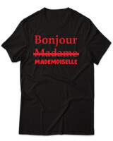T-Shirt Unisex - Bonjour Mademoiselle - Color Thumbnail Μαύρο