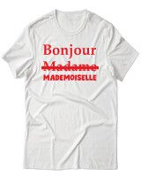T-Shirt Unisex - Bonjour Mademoiselle - Color Thumbnail Άσπρο