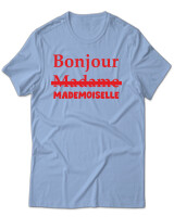 T-Shirt Unisex - Bonjour Mademoiselle - Color Thumbnail Γαλάζιο