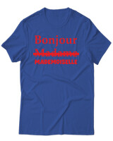T-Shirt Unisex - Bonjour Mademoiselle - Color Thumbnail Μπλε Ρουά