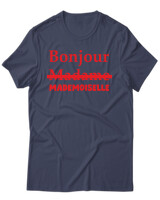 T-Shirt Unisex - Bonjour Mademoiselle - Color Thumbnail Μπλε Γκρι