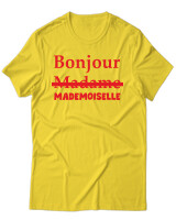T-Shirt Unisex - Bonjour Mademoiselle - Color Thumbnail Χρυσό Κίτρινο
