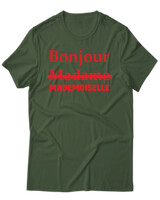 T-Shirt Unisex - Bonjour Mademoiselle - Color Thumbnail Κυπαρισσί