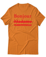 T-Shirt Unisex - Bonjour Mademoiselle - Color Thumbnail Πορτοκαλί
