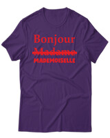 T-Shirt Unisex - Bonjour Mademoiselle - Color Thumbnail Σκούρο Μωβ