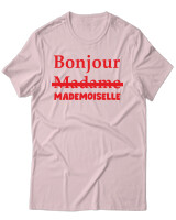 T-Shirt Unisex - Bonjour Mademoiselle - Color Thumbnail Απαλό Ροζ