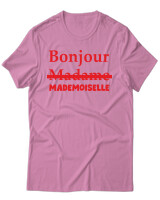 T-Shirt Unisex - Bonjour Mademoiselle - Color Thumbnail Ροζ