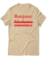 T-Shirt Unisex - Bonjour Mademoiselle - Color Thumbnail Μπεζ