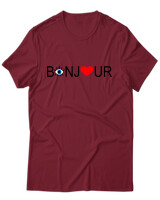 T-Shirt Unisex - Bonjour - Color Thumbnail Σκούρο Κόκκινο