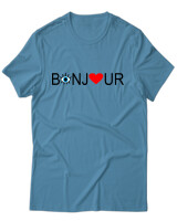 T-Shirt Unisex - Bonjour - Color Thumbnail Τιρκουάζ