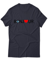 T-Shirt Unisex - Bonjour - Color Thumbnail Σκούρο Μπλε