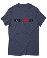 T-Shirt Unisex - Bonjour - Color Thumbnail Μπλε Γκρι
